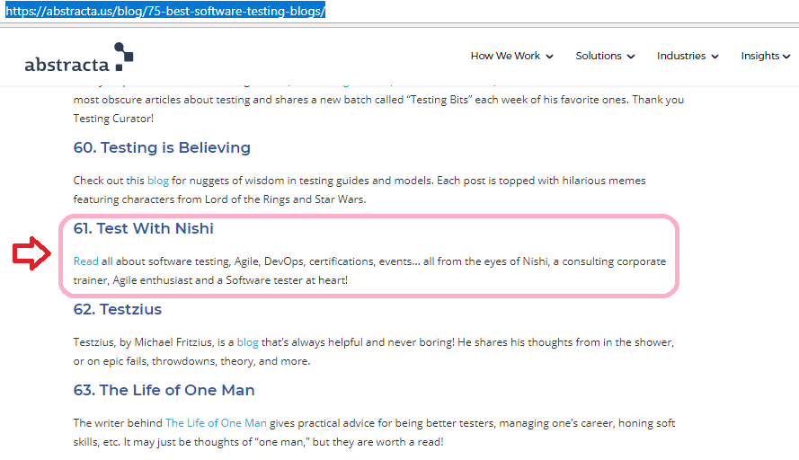 Listed in top 75 blogs